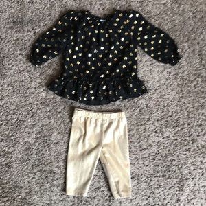 Black and Gold leggings and shirt set